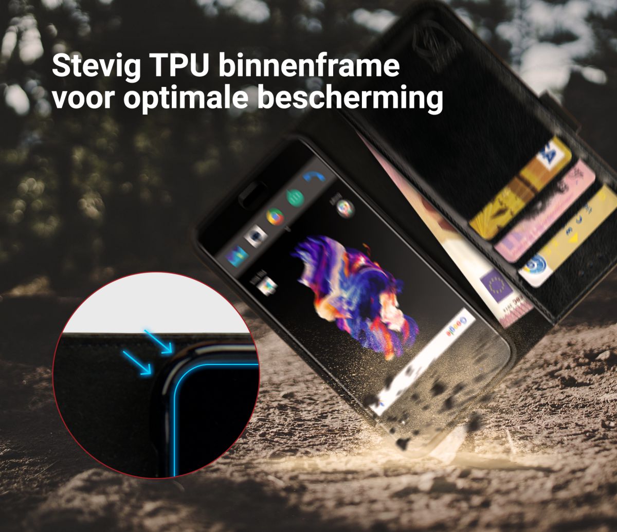 Rosso Element OnePlus 5 Hoesje Book Cover Zwart afbeelding 9