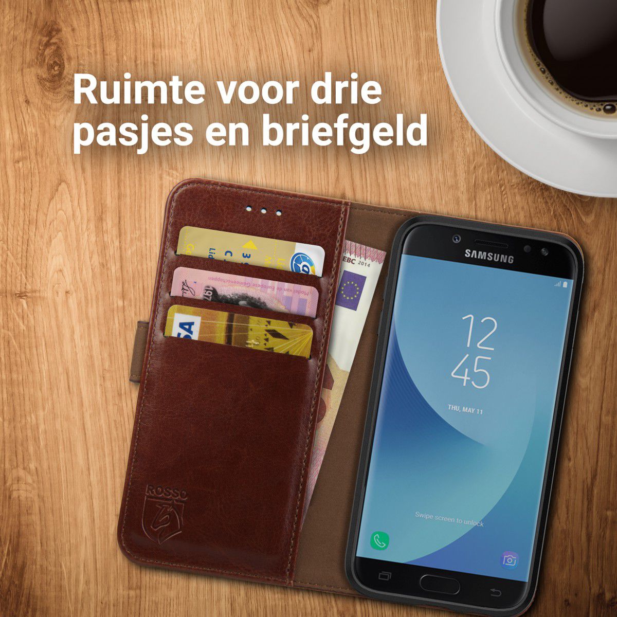 Rosso Element Samsung Galaxy J3 2017 Hoesje Book Cover Bruin afbeelding 5
