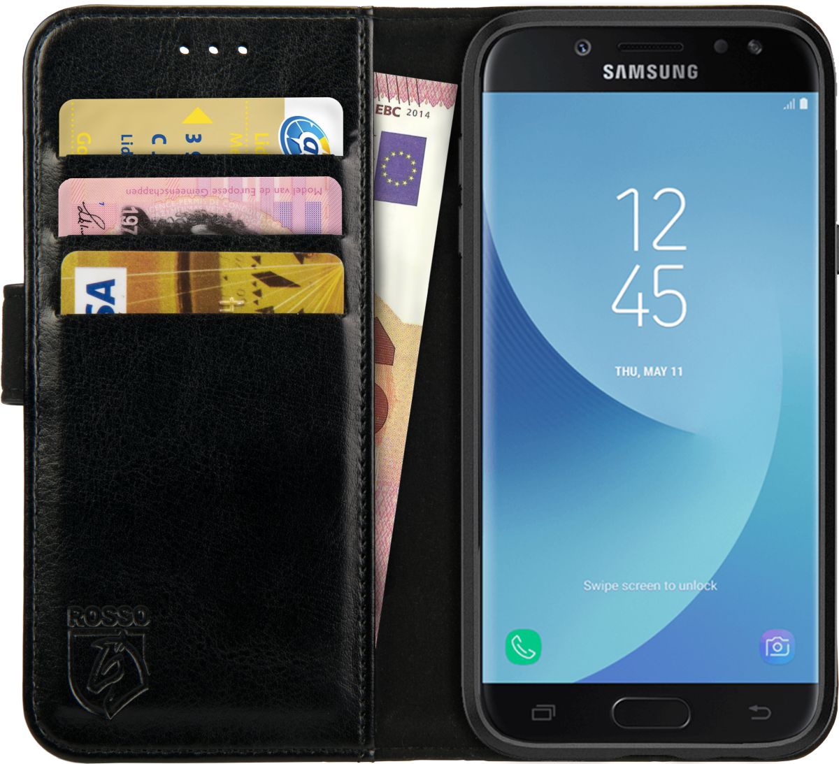 Rosso Element Samsung Galaxy J3 2017 Hoesje Book Cover Zwart afbeelding 12