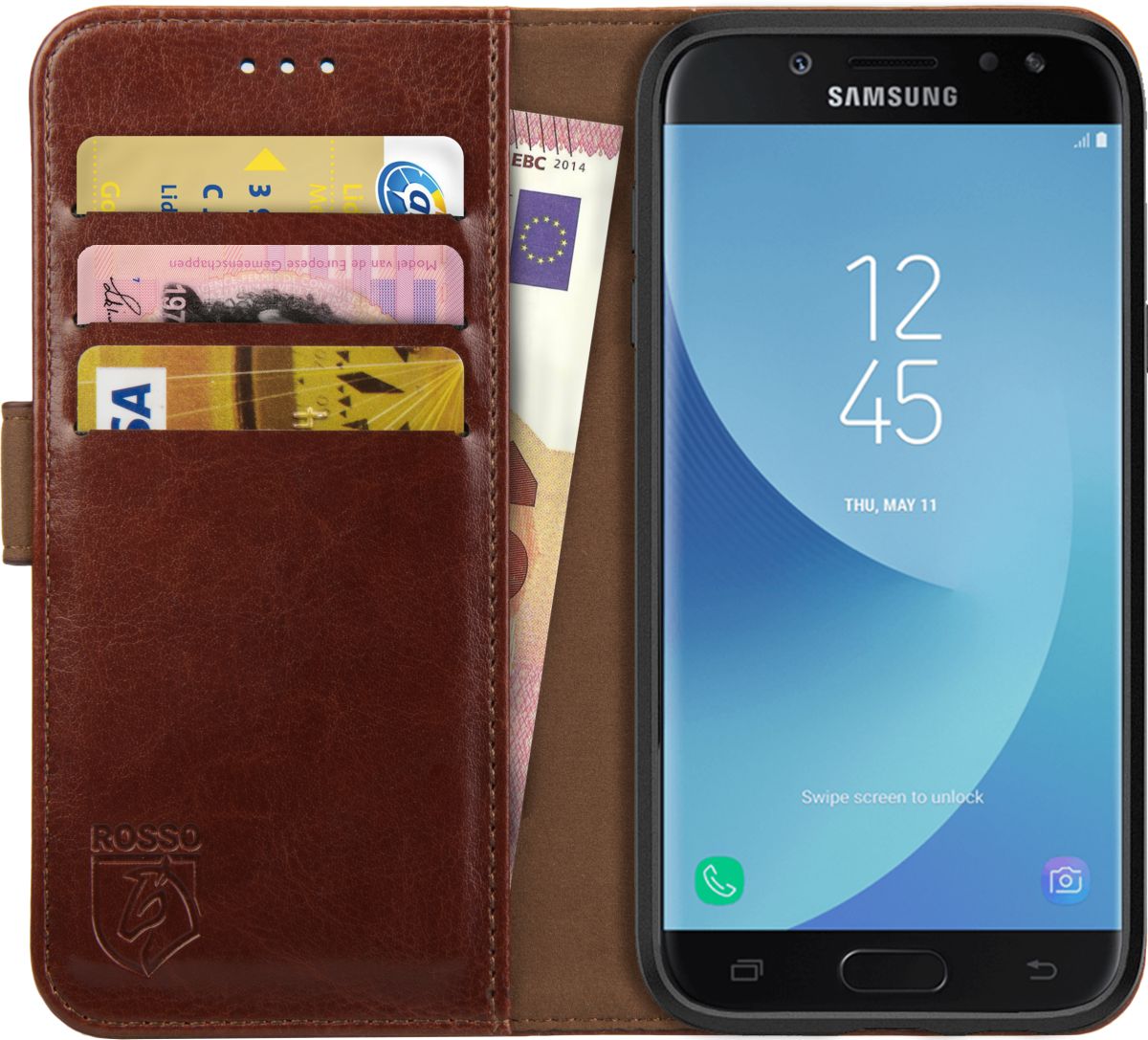 Rosso Element Samsung Galaxy J7 2017 Hoesje Book Cover Bruin afbeelding 1