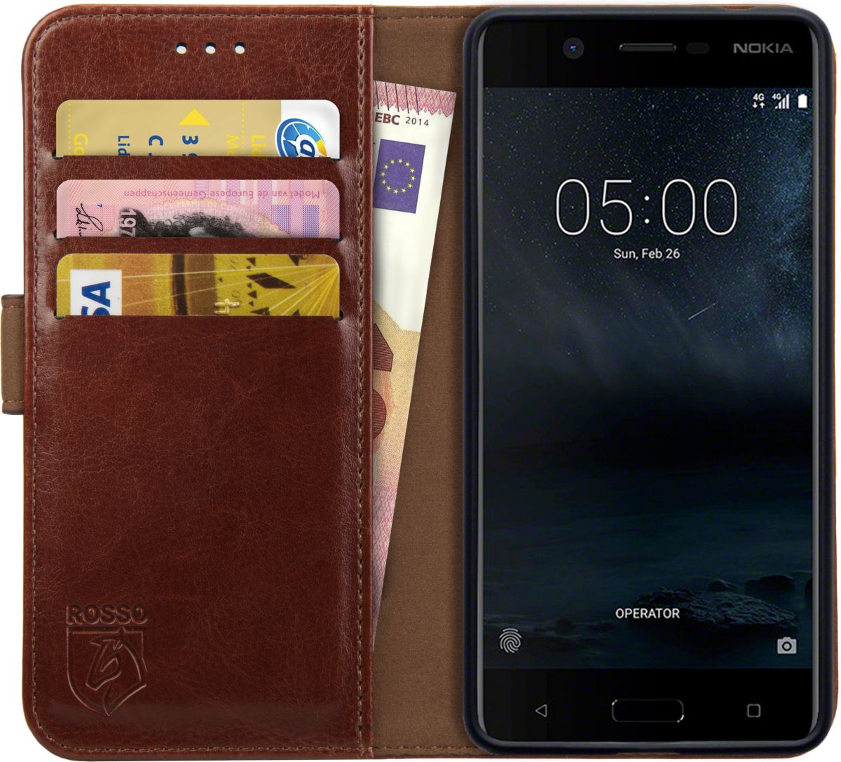 Rosso Element Nokia 5 Hoesje Book Cover Bruin afbeelding 1