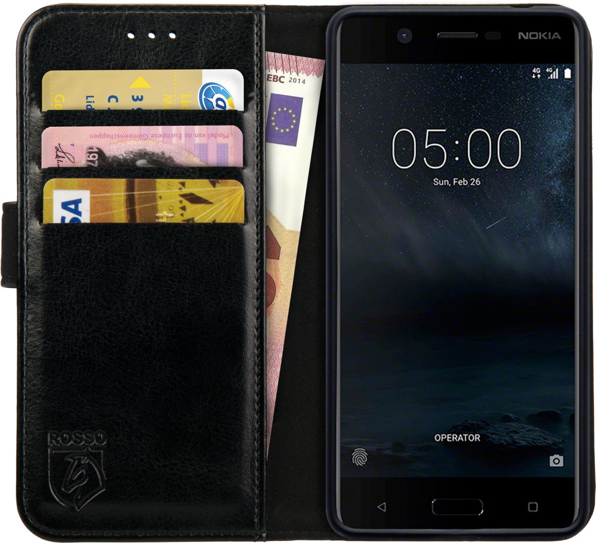 Rosso Element Nokia 5 Hoesje Book Cover Zwart afbeelding 12