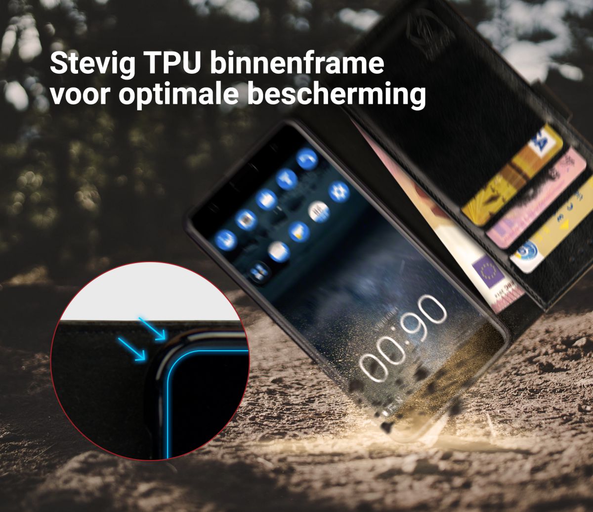 Rosso Element Nokia 6 Hoesje Book Cover Zwart afbeelding 8