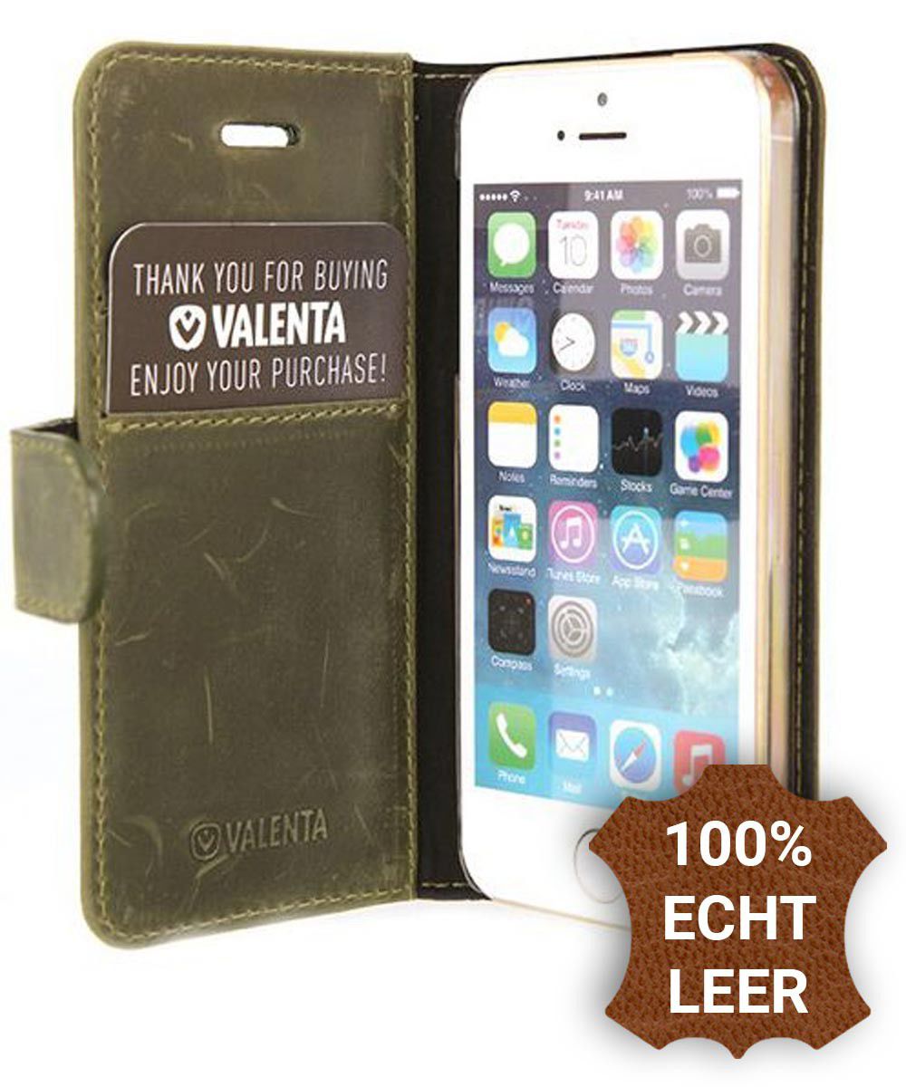 Havoc eetpatroon Luchtpost Valenta Classic Luxe iPhone 5/5S/SE Hoesje Leer Bookcase Vintage Groen |  GSMpunt.nl