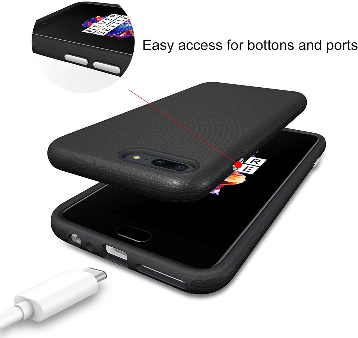 OnePlus 5 Hybride Backcover Hoesje Zwart afbeelding 4