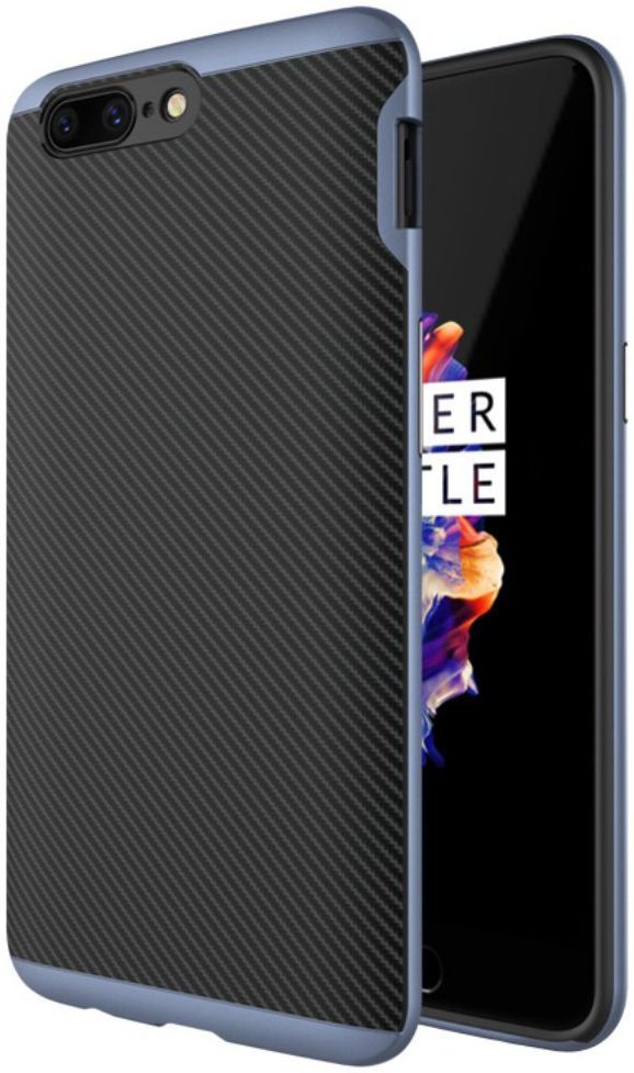 OnePlus 5 Hybride Carbon Hoesje Blauw afbeelding 1
