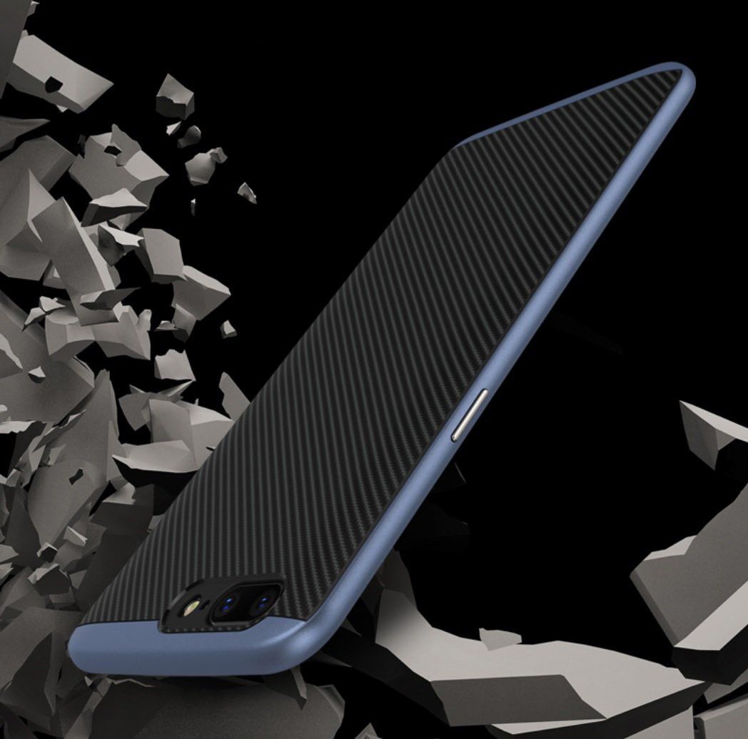 OnePlus 5 Hybride Carbon Hoesje Blauw afbeelding 4