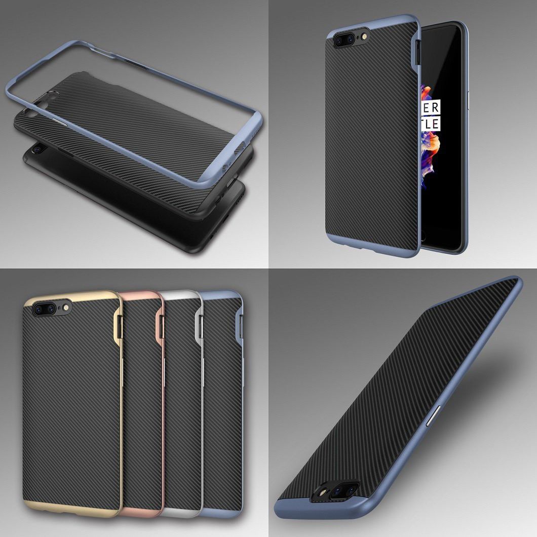 OnePlus 5 Hybride Carbon Hoesje Blauw afbeelding 5