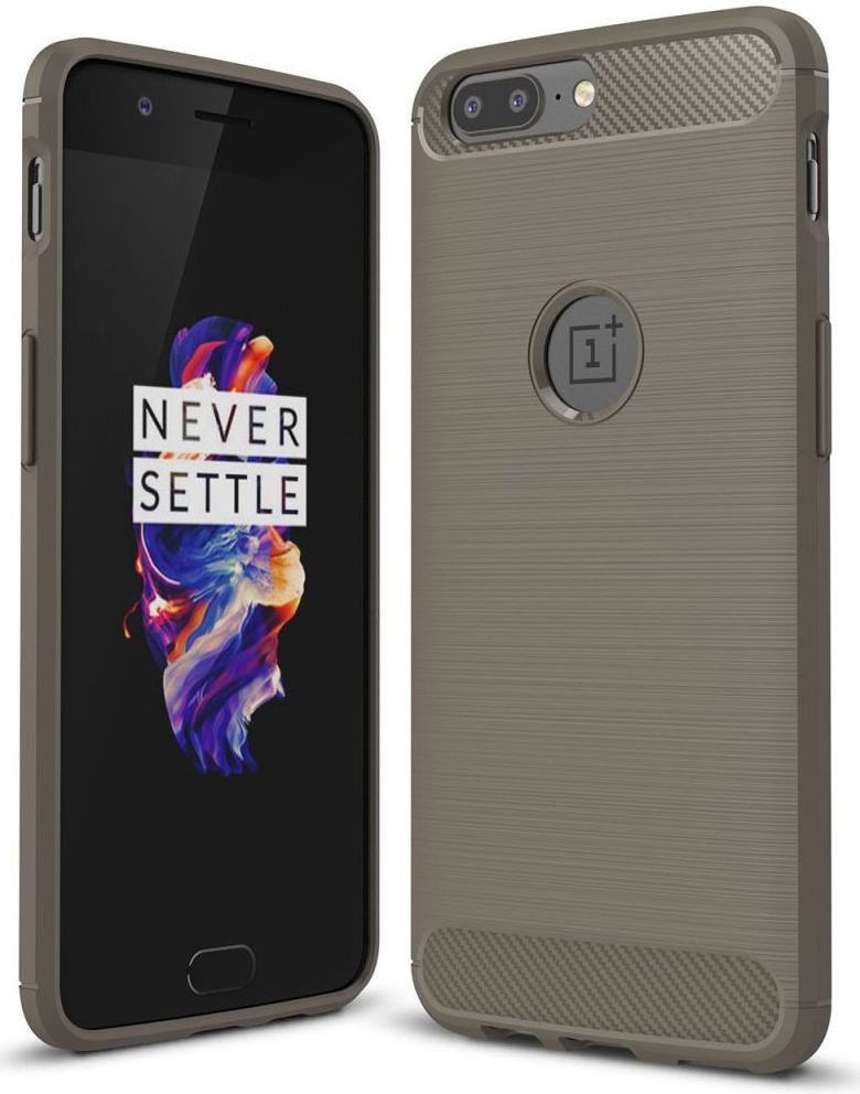 OnePlus 5 Hoesje Geborsteld TPU Grijs afbeelding 1