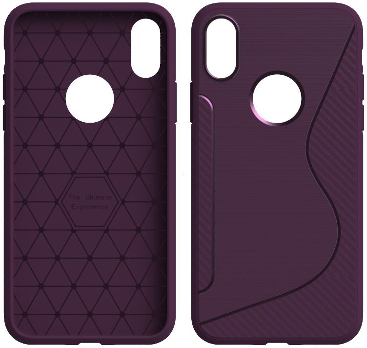 Apple iPhone X Carbon TPU Hoesje Paars afbeelding 1