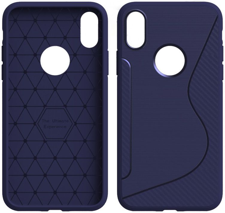 Apple iPhone X Carbon TPU Hoesje Blauw afbeelding 1