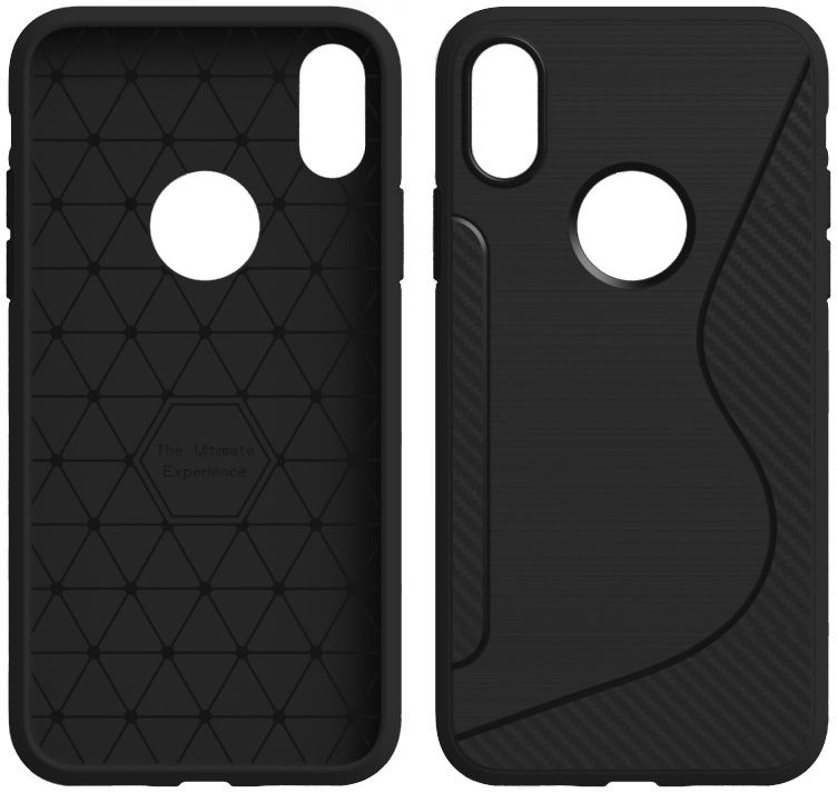 Apple iPhone X Carbon TPU Hoesje Zwart afbeelding 2