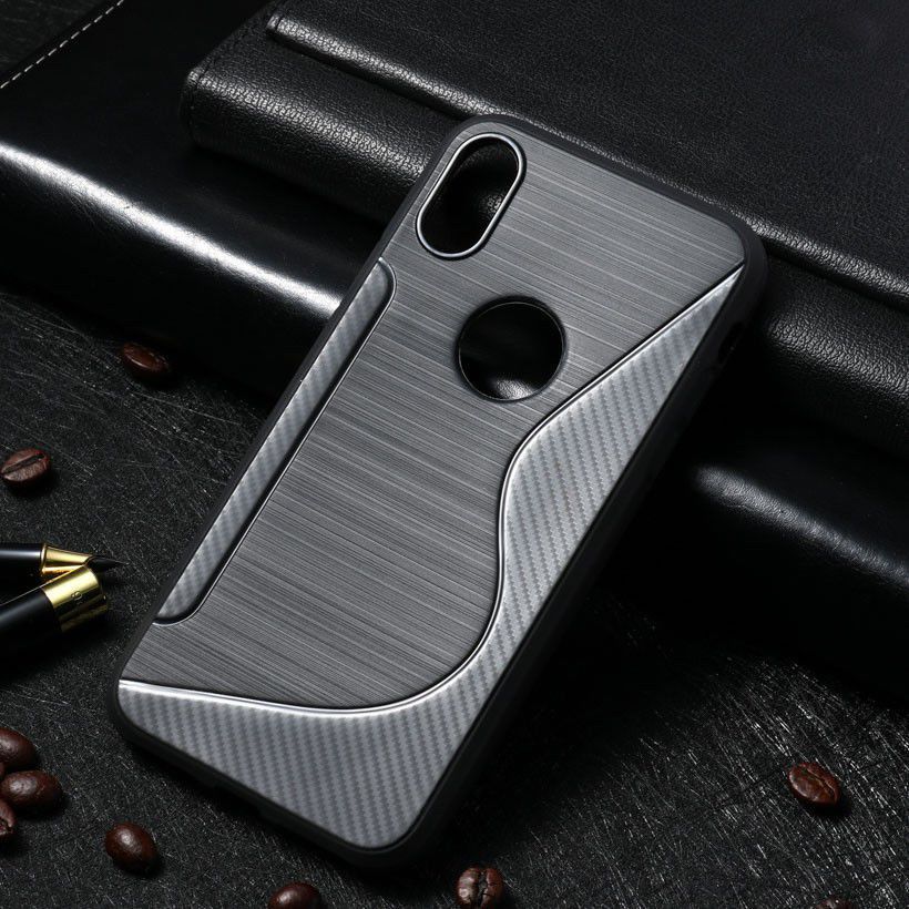 Apple iPhone X Carbon TPU Hoesje Zwart afbeelding 1