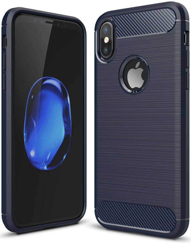 Apple iPhone X / XS Geborsteld TPU Hoesje Blauw afbeelding 1