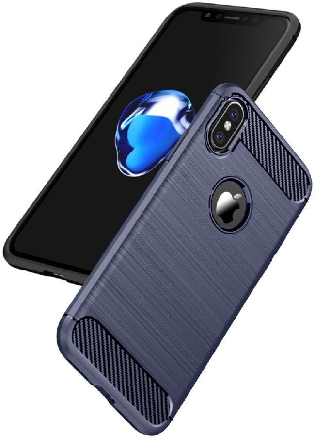 Apple iPhone X / XS Geborsteld TPU Hoesje Blauw afbeelding 5