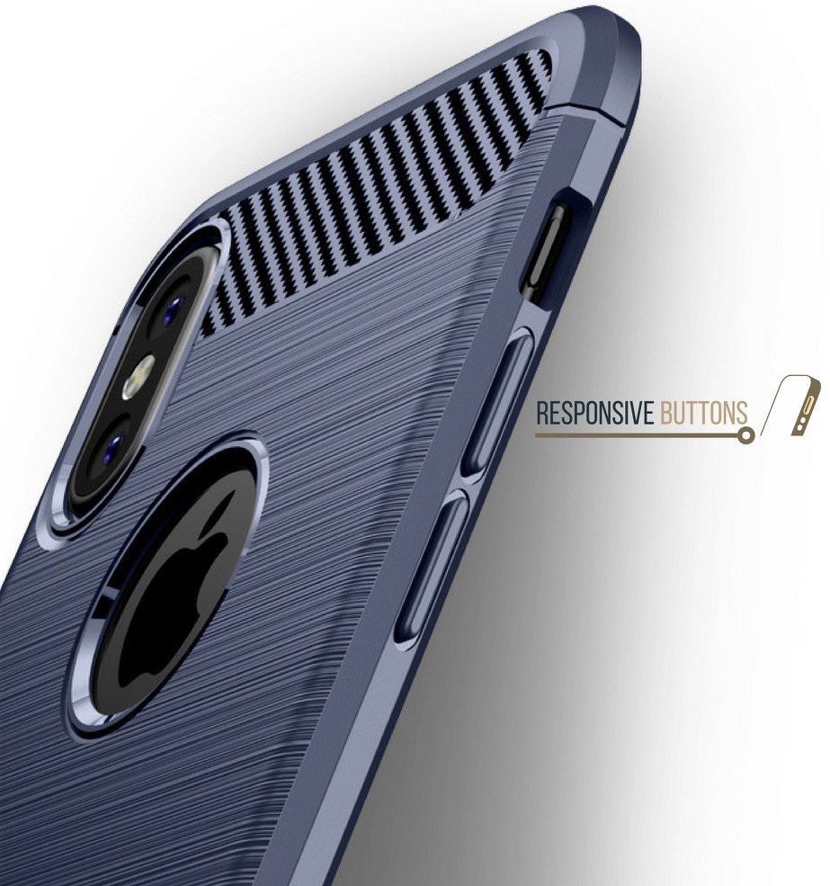 Apple iPhone X / XS Geborsteld TPU Hoesje Blauw afbeelding 2
