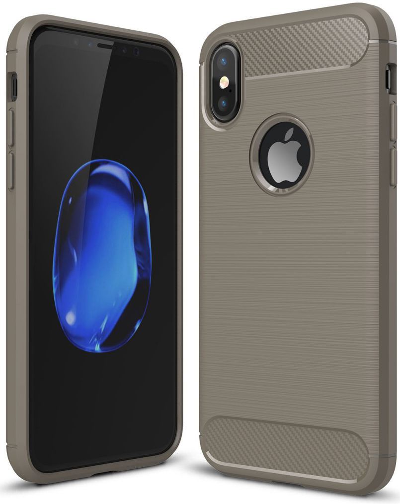 Apple iPhone X / XS Geborsteld TPU Hoesje Grijs afbeelding 1