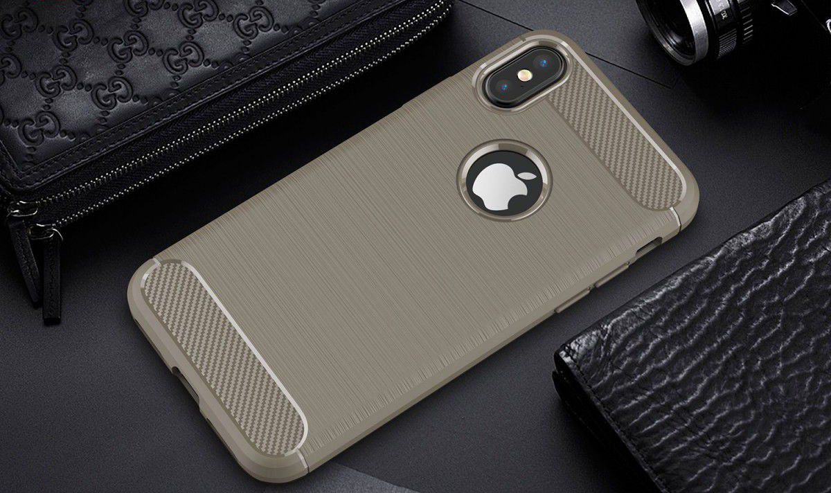 Apple iPhone X / XS Geborsteld TPU Hoesje Grijs afbeelding 2