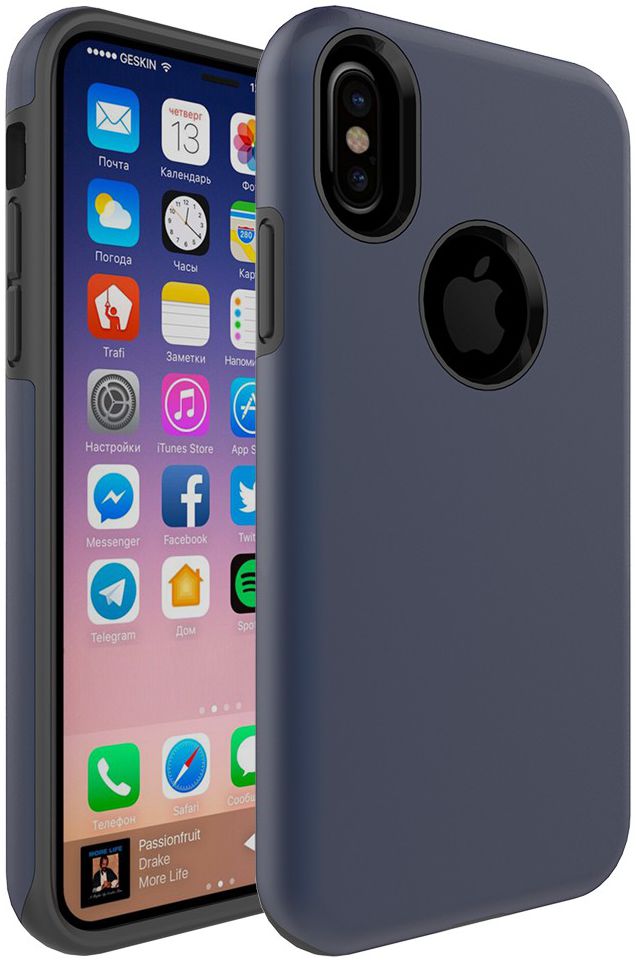 Apple iPhone X Rubber Hard Case Blauw afbeelding 1