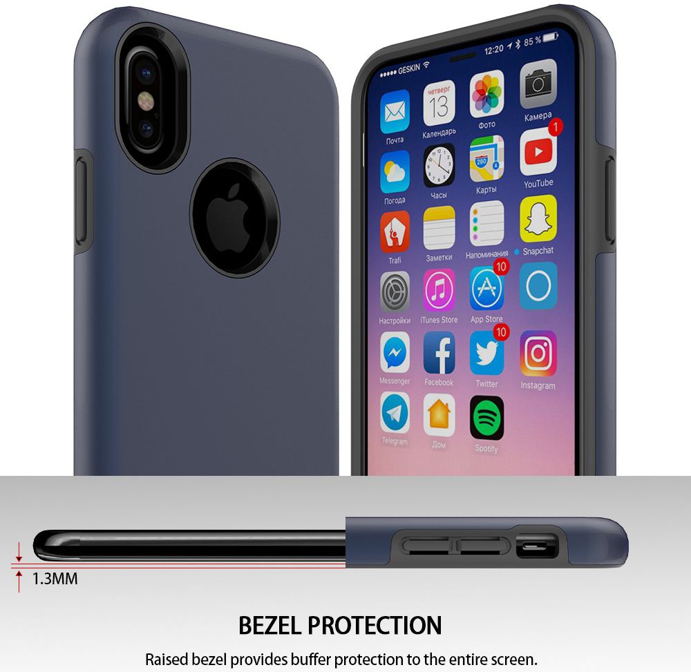 Apple iPhone X Rubber Hard Case Blauw afbeelding 5