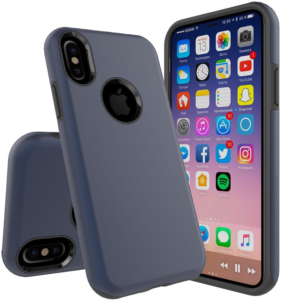 Apple iPhone X Rubber Hard Case Blauw afbeelding 7