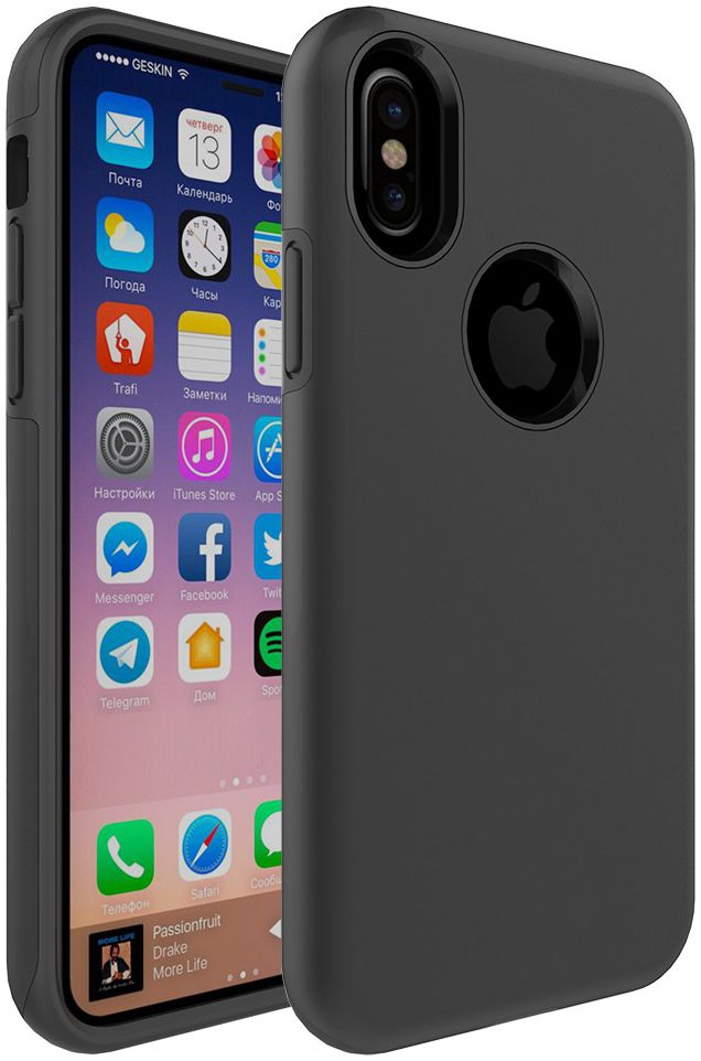 Apple iPhone X Rubber Hard Case Zwart afbeelding 1