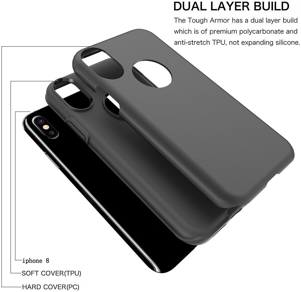 Apple iPhone X Rubber Hard Case Zwart afbeelding 2