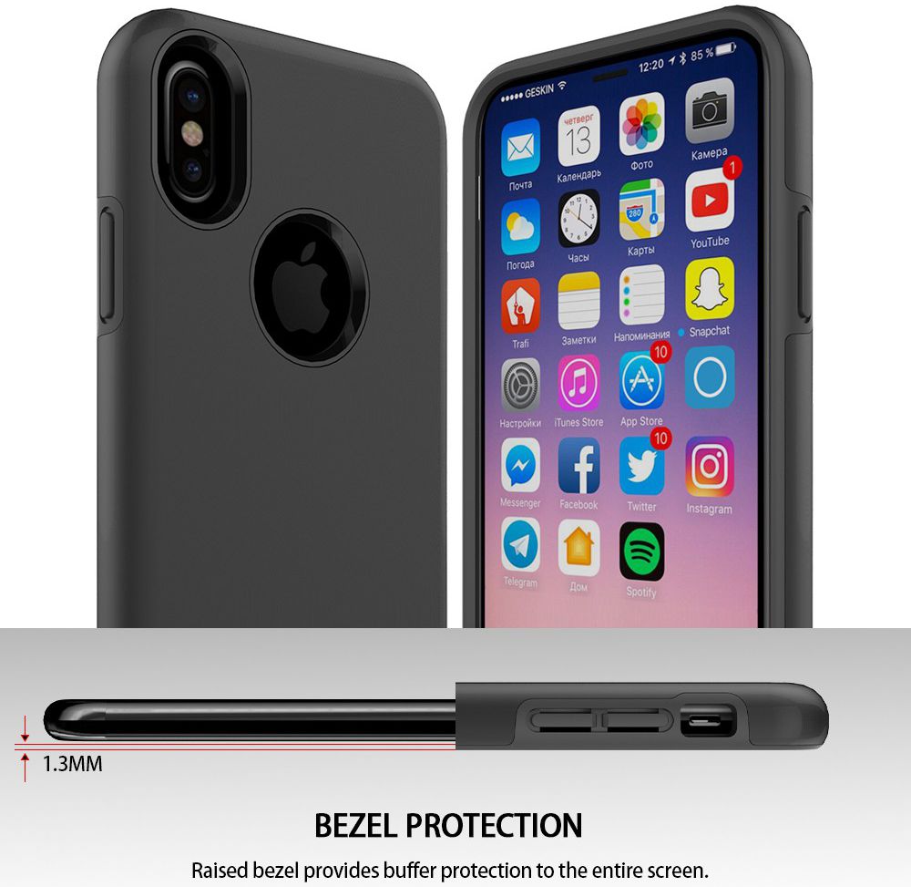 Apple iPhone X Rubber Hard Case Zwart afbeelding 5