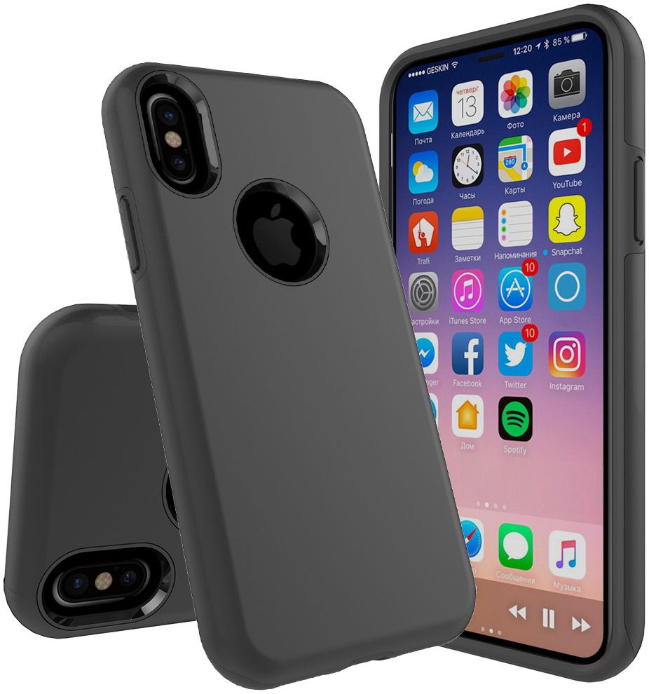 Apple iPhone X Rubber Hard Case Zwart afbeelding 7