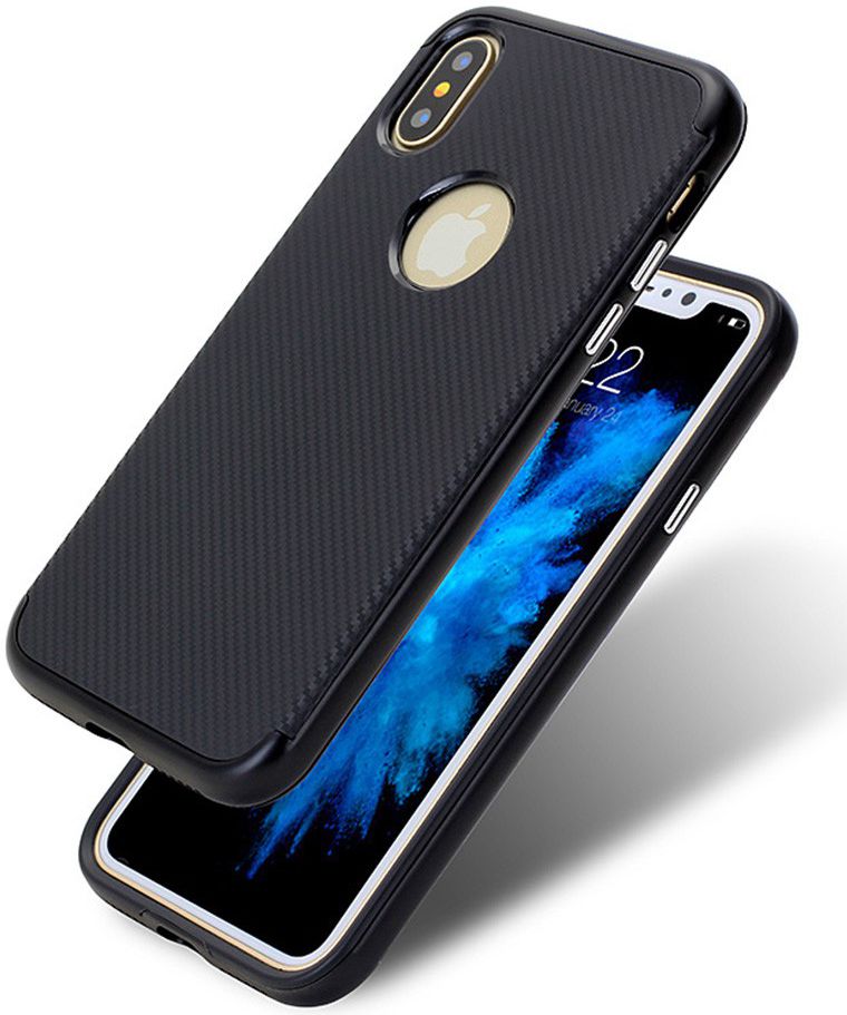 Apple iPhone X Carbon TPU Case Zwart afbeelding 1