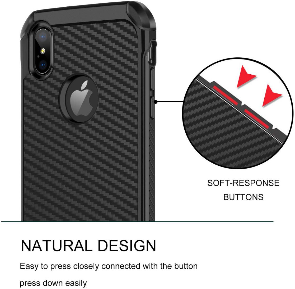 Apple iPhone X Carbon TPU Case Zwart afbeelding 2