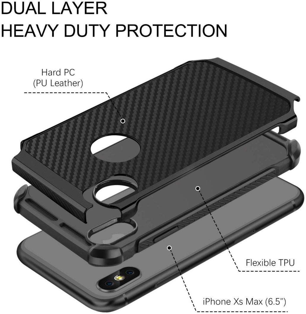 Apple iPhone X Carbon TPU Case Zwart afbeelding 3