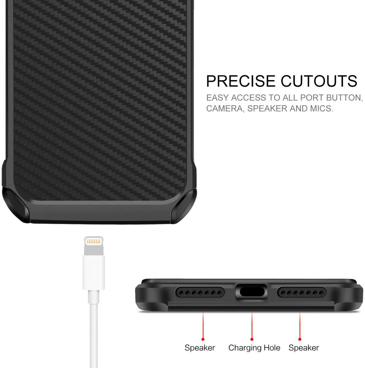 Apple iPhone X Carbon TPU Case Zwart afbeelding 4