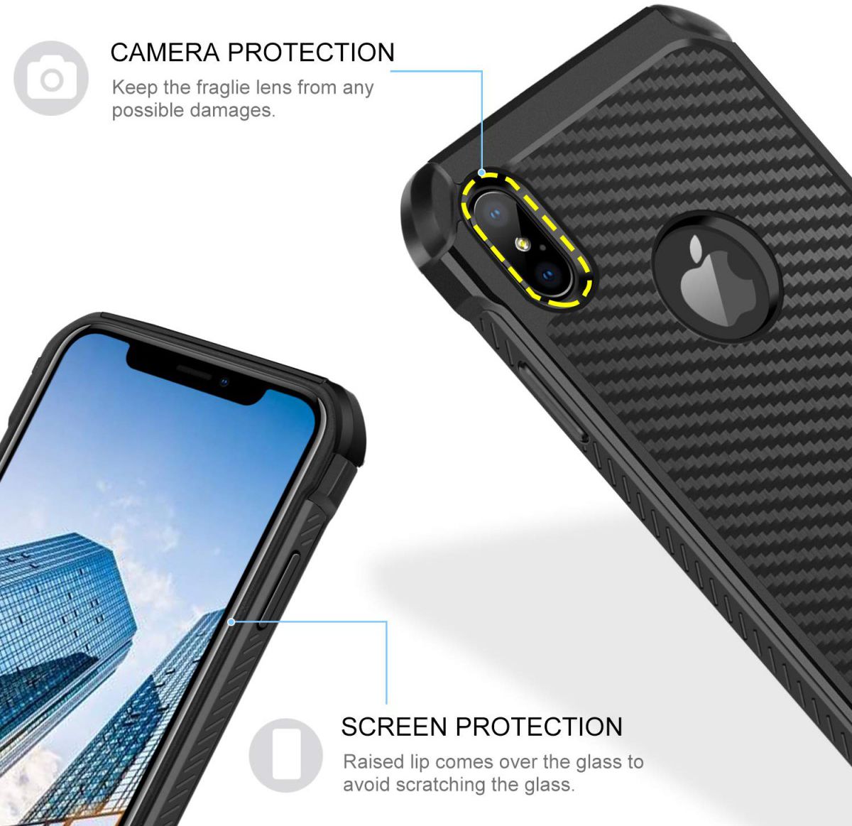 Apple iPhone X Carbon TPU Case Zwart afbeelding 5