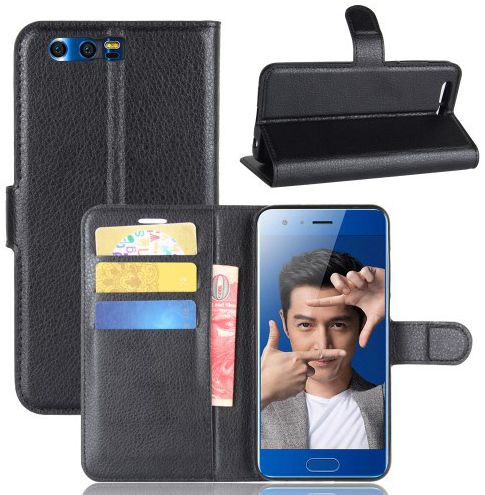 Honor 9 Lychee Portemonnee Hoesje Zwart afbeelding 1