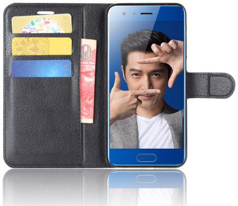 Honor 9 Lychee Portemonnee Hoesje Zwart afbeelding 4