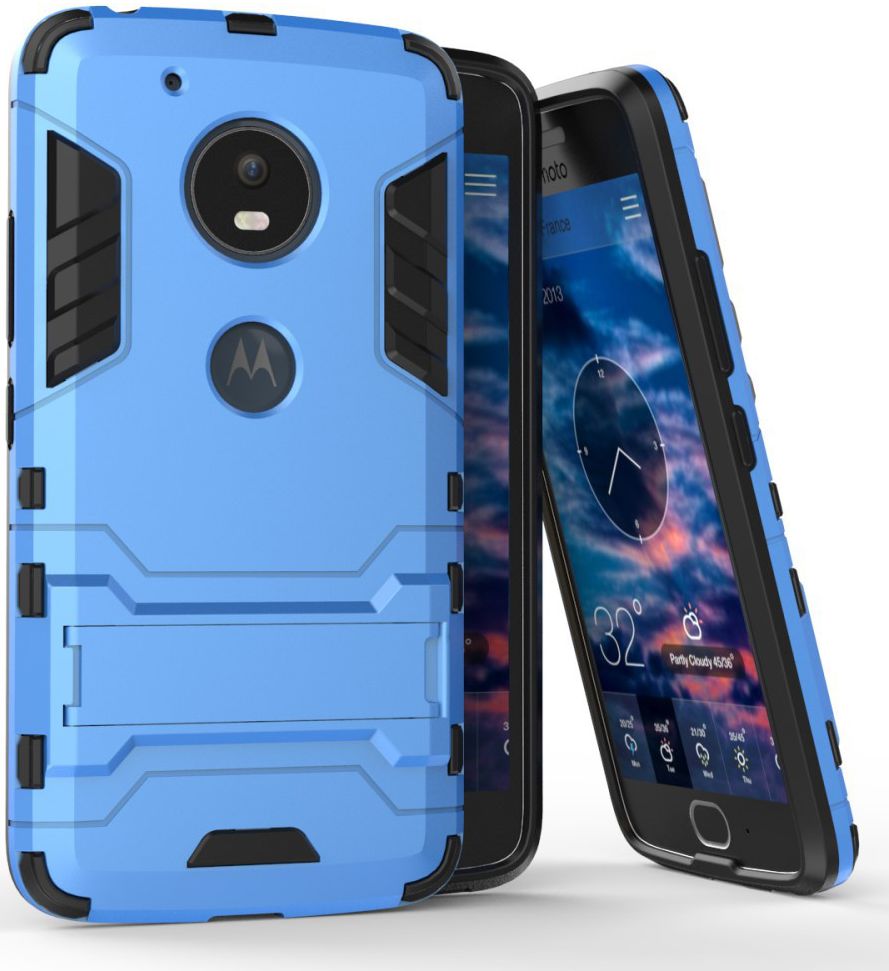 Motorola Moto G5 Kickstand Hybride Hoesje Blauw afbeelding 2