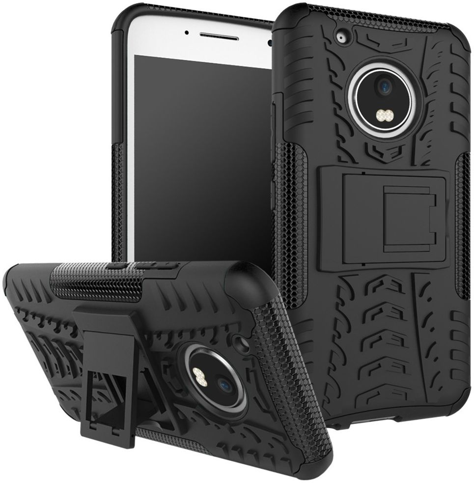 Motorola Moto G5 Plus Robuust Hybride Hoesje Zwart afbeelding 1