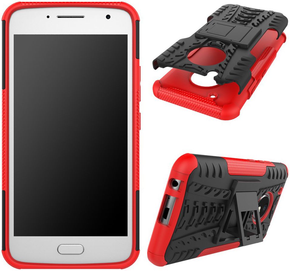Motorola Moto G5 Plus Robuust Hybride Hoesje Rood afbeelding 4