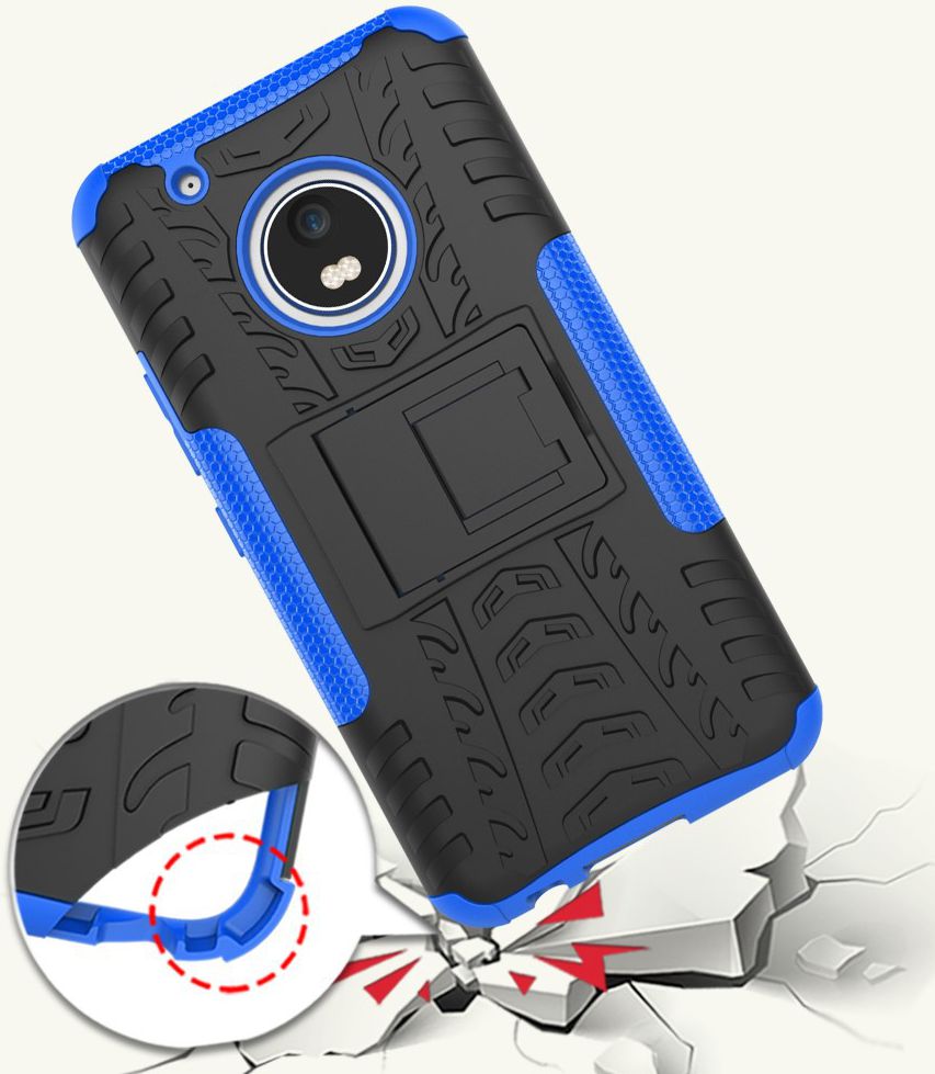 Motorola Moto G5 Plus Robuust Hybride Hoesje Blauw afbeelding 5
