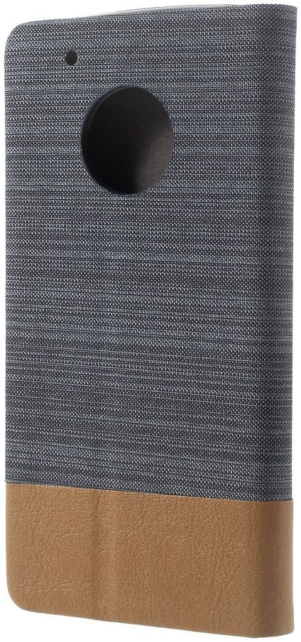 Motorola Moto G5 Plus Linnen Textuur Flip Hoesje Donkergrijs afbeelding 5