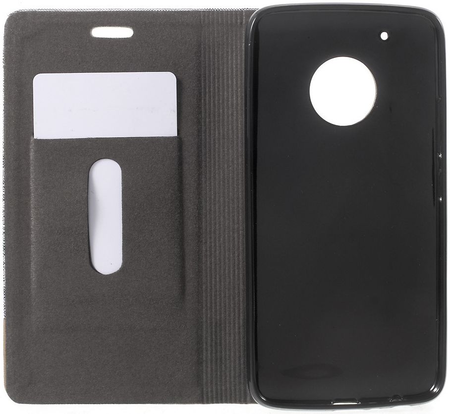 Motorola Moto G5 Plus Linnen Textuur Flip Hoesje Donkergrijs afbeelding 2