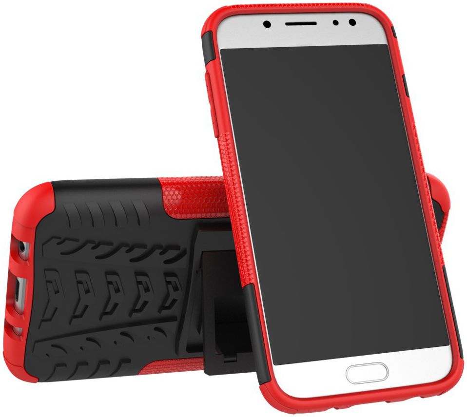 Samsung Galaxy J5 (2017) Robuust Hybride Hoesje Rood afbeelding 2