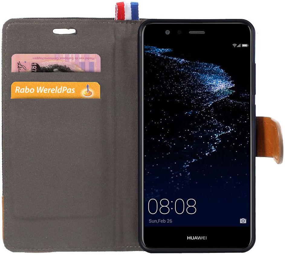 Huawei P10 Lite Jeans Portemonnee hoesje Donker Blauw afbeelding 2