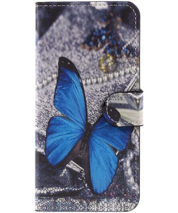 Huawei P10 Lite Portemonnee Hoesje Blue Butterfly Hoesjes