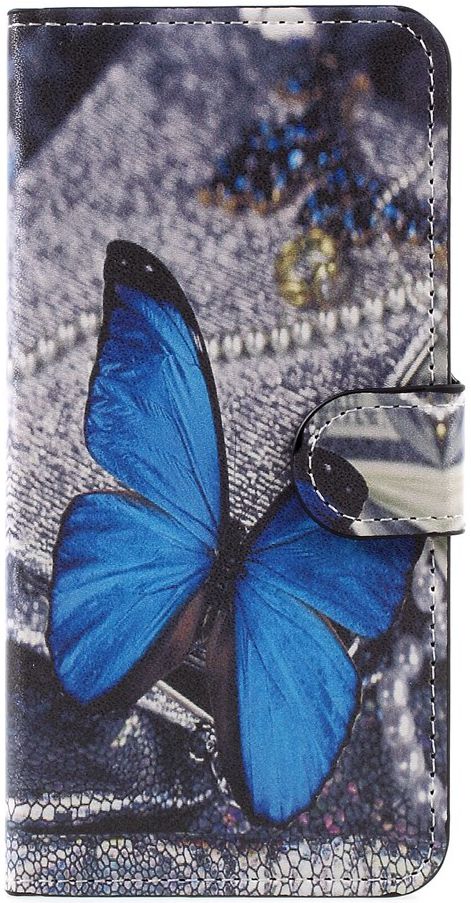 Huawei P10 Lite Portemonnee Hoesje Blue Butterfly afbeelding 1