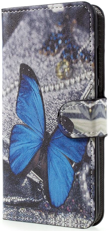 Huawei P10 Lite Portemonnee Hoesje Blue Butterfly afbeelding 4