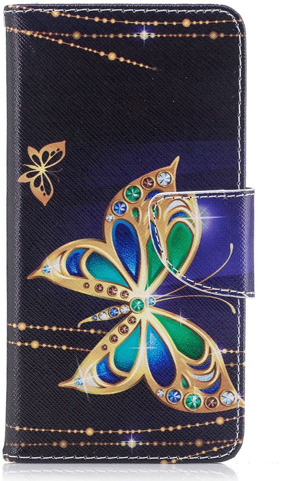 Huawei Y6 (2017) Portemonnee Flip Hoesje Print Kristal Vlinder afbeelding 1