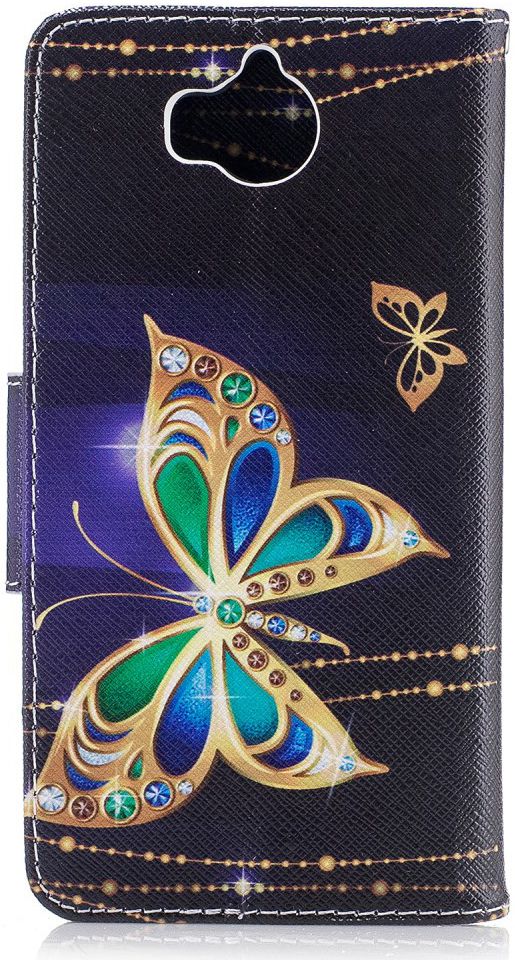 Huawei Y6 (2017) Portemonnee Flip Hoesje Print Kristal Vlinder afbeelding 5
