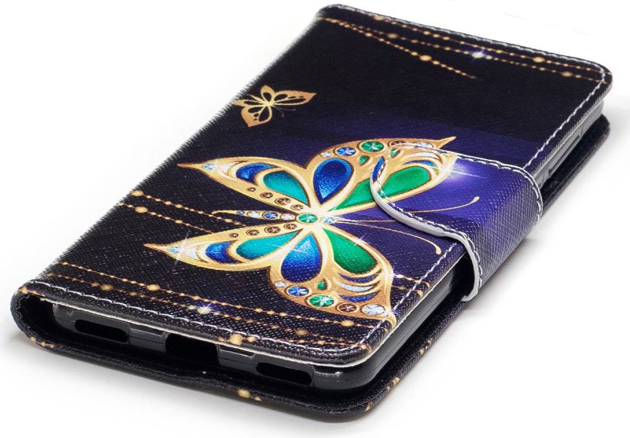 Huawei Y6 (2017) Portemonnee Flip Hoesje Print Kristal Vlinder afbeelding 7